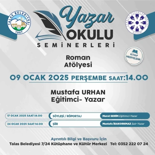 Talas’ın yazar okulu seminerlerinde bu hafta Mustafa Urhan konuk olacak
