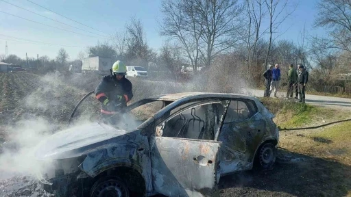 Tarlaya çektiği otomobilde kendini yakmaya çalıştı
