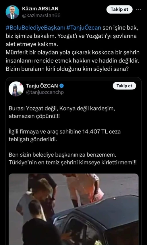 Yozgat Belediye Başkanı Arslan: “Yozgat’ı ve Yozgatlıyı şovlarına alet etme”
