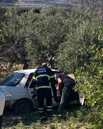 Zeytinliğe uçan otomobildeki 2 kişi yaralandı
