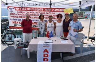 ADD ve ÇYDD Marmaris şubeleri 'Her Türlü Canlıya Şiddete Hayır' platformunda imza topladı